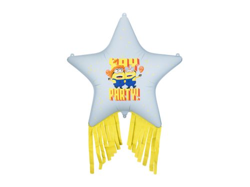 Minion fólia csillag léggömb bojttal, 72x72 cm, színes