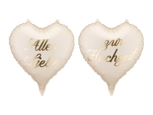 Szív alakú fólia lufi „Alles Liebe zur Hochzeit”, 45 cm, 2 db