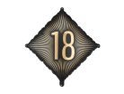 Fekete arany feliratos fólia lufi 18-as szám, 46x46 cm