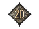 Fekete arany feliratos fólia lufi 20-as szám, 46x46 cm