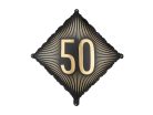 Fekete-arany fólia lufi "50" szám, 46x46 cm, léggömb szett