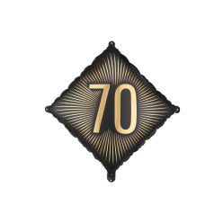   Fekete-arany fólia lufi 70-es szám, 46x46 cm - Dekoráció születésnapra