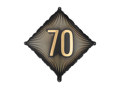 Fekete-arany fólia lufi 70-es szám, 46x46 cm - Dekoráció születésnapra