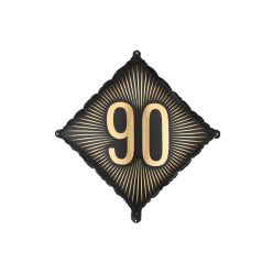 Fekete fólia lufi arany '90' felirattal 46x46 cm