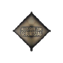   Fekete fólia lufi arany 'Alles Gute zum Geburtstag', 46x46 cm