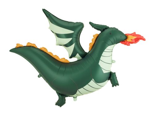 Sárkány alakú fólia lufi, 120x90 cm, zöld-mint színben