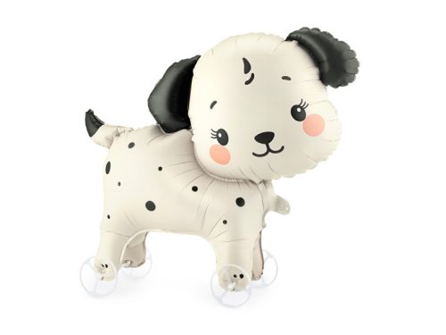 Fólia lufi kutya kerekeken, 70x59 cm, bézs-fekete mix