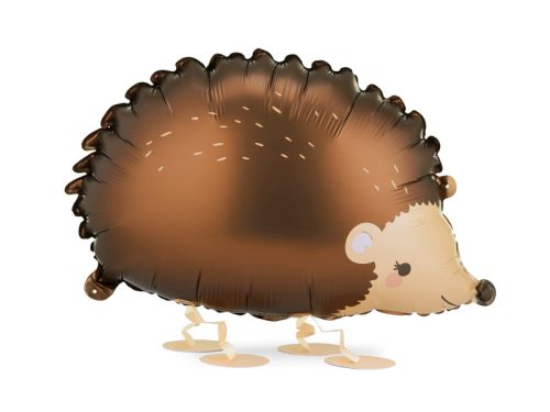 Fólia lépegető süni lufi, barna, 58x36 cm, héliummal tömhető