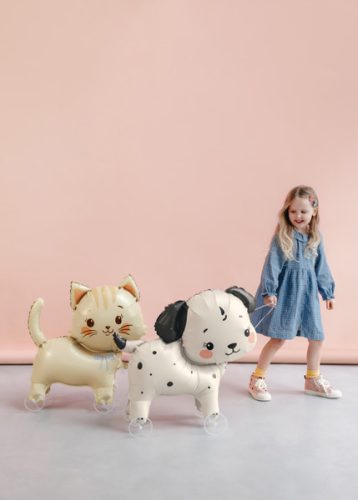 Fólia lufi guruló macska, világos bézs, 61x65 cm