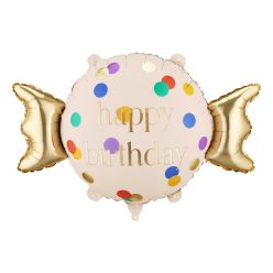 Foil Happy Birthday fólia lufi, kandiszínű, 61x37 cm