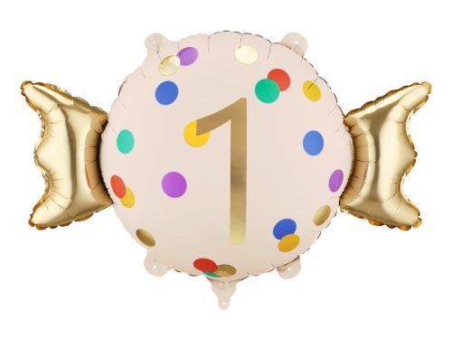 Candy fólia lufi arany-bézs színben, 61x37 cm, szám 1