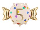 Szám alakú fólia lufi 5-ös, bézs-arany, 61x37 cm
