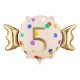 Szám alakú fólia lufi 5-ös, bézs-arany, 61x37 cm
