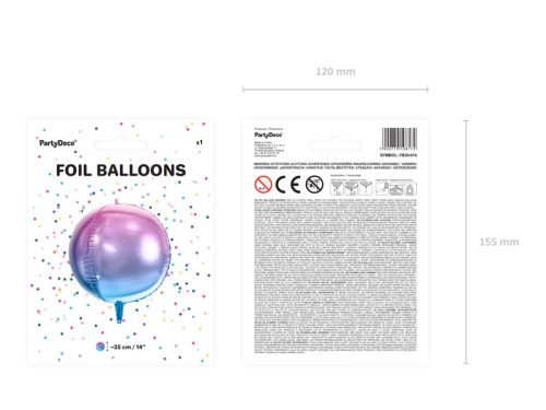 Foil Balloon Ombre Ball, lila és kék, 35cm