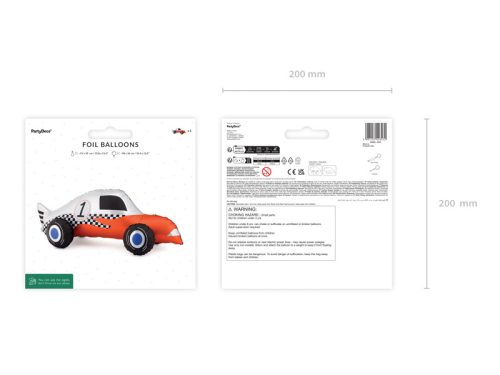 Autó alakú fólia lufi, álló, vegyes színek, 90x34 cm