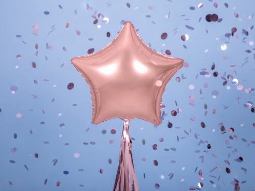 Fóliás Balloon Star, 48cm, rózsaszín arany