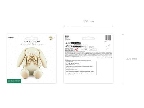 Fólia léggömb Nyuszi, krém és világos rózsaszín, 74x84 cm