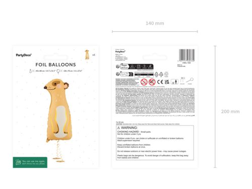 Álló fólia léggömb kis sörénnyel, 28x70 cm, vegyes színekben