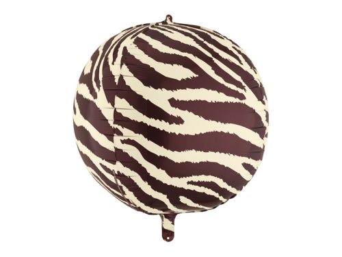 Zebra csíkos fólia lufi 75 cm - színes mix, szívószállal