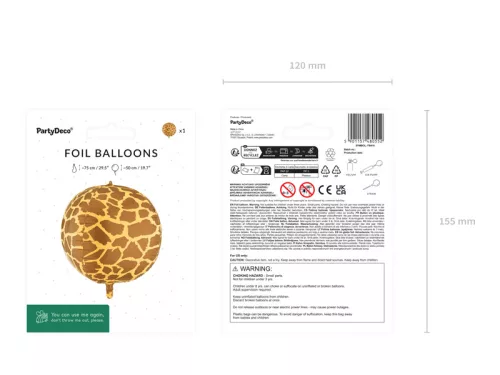 Fólia lufi zsiráfmintával, 75 cm, színkeverék