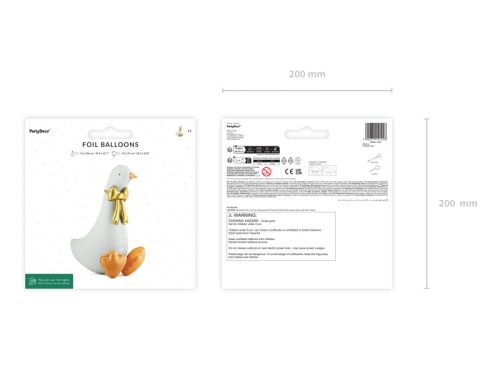 Fehér-arany fólia lufi liba, 72x91 cm, levegővel fújható