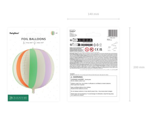 Csíkos mintás fólia lufi, 75 cm, több színben