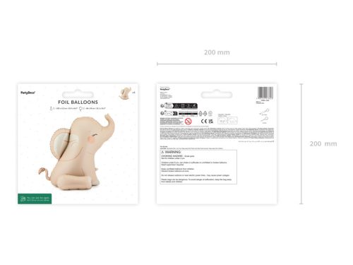 Beige elefánt alakú fólia lufi, 84x90 cm ülő pozíció