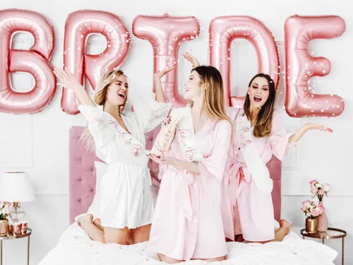 Fényes lufi menyasszony, 280x86cm, rózsaarany