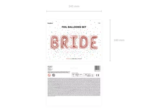 Fényes lufi menyasszony, 280x86cm, rózsaarany