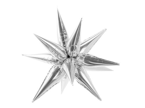 Star 3D fólia lufi, 95cm, ezüst