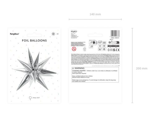 Fólia lufi Star 3D, 70cm, ezüst