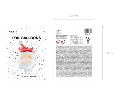 Foil balloon Santa, mix, 50x70 cm