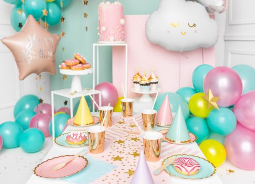 Fólia lufi Happy Birthday, 40cm, világos púder rózsaszín