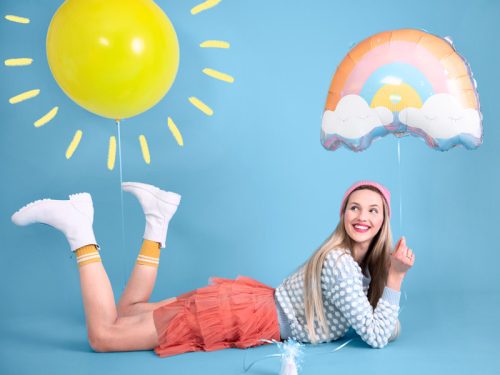 Szivárvány fólia lufi, 55x40cm, mix