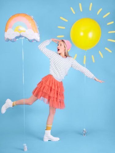 Szivárvány fólia lufi, 55x40cm, mix