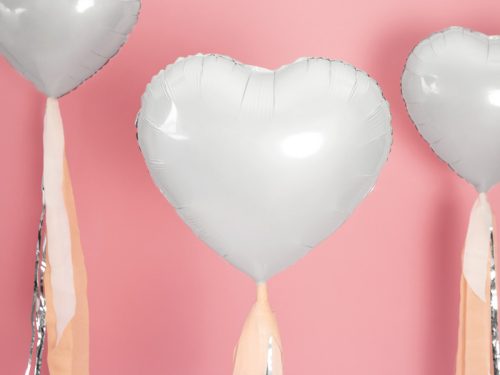 Foil Balloon Heart, 45cm, white