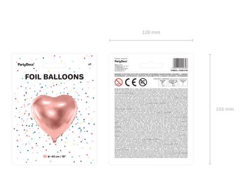 Foil Balloon Heart, 45cm, rose gold