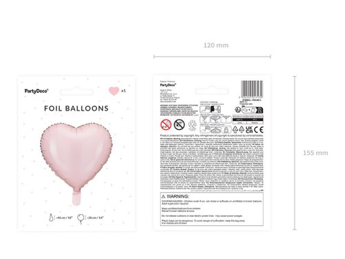 Fólia léggömb Szív, 45 cm, világos rózsaszín