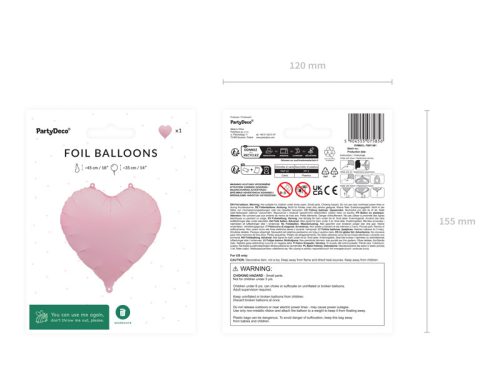 Foil Balloon Heart, 45cm, pink