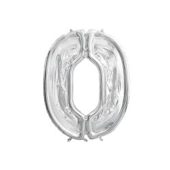 0-s számkeret latex léggömbökhöz, 126 cm, ezüst