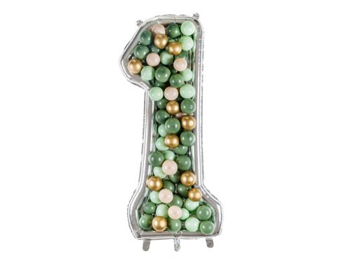 1-es számkeret latex léggömbökhöz, 126 cm, ezüst