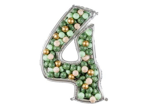 4-es számkeret latex léggömbökhöz, 126 cm, ezüst