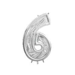 6-os számkeret latex léggömbökhöz, 126 cm, ezüst