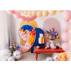 9-es számkeret latex léggömbökhöz, 126 cm, ezüst