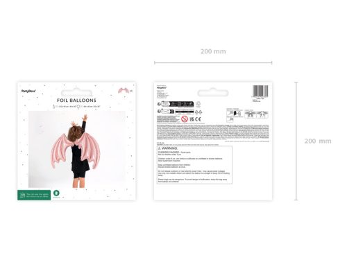 Fólia ballon denevérszárnyak, rózsaszín holografikus, 85 x 50 cm