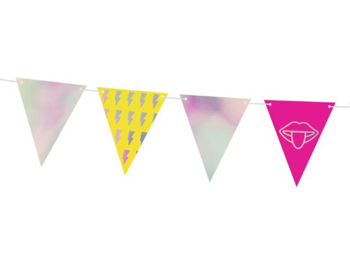 Színes és Holografikus DIY Zászlófüzér, 1,8 m