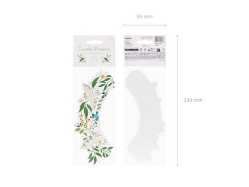 Cuppcake csomagolás Virágok, 5x7,5x6,5cm, mix (1 pkt / 6 db.)