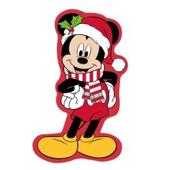   Disney Mickey Jolly karácsonyi 3D formapárna, díszpárna 35 cm Velúr