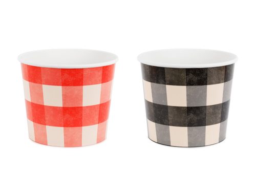 Papír snack vödrök kockás mintával, 14 cm, 2 darabos készlet