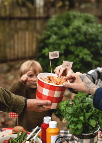 Papír snack vödrök kockás mintával, 14 cm, 2 darabos készlet